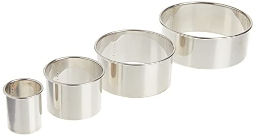 Ateco 4 Piece Stainless Steel Plain Edge Round Cutters Set in Graduated Sizes