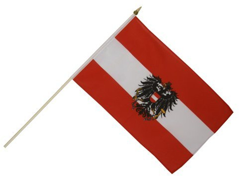 Stockflagge Österreich mit Adler - 30 x 45 cm