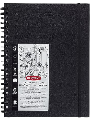 Derwent Sketch & Store Inbunden Skissbok, Stående A4-format, Perfekt för att Teckna och Rita, 56 Ark, Syrafritt Papper, Ringbunden Rygg, Konstnärskvalitet, 2102178
