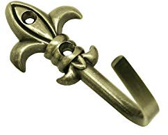 GARDINIA Ganchos decorativos para cortinas y visillos, Ganchos para atornillar, Lilie, 2 piezas, Longitud: 5,5 cm, Metal, Latón bruñido