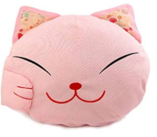 lachineuse – Japanisches Katzenkissen – Maneki Neko-Design – Farbe Rosa – Stoffkissen – 40 x 30 cm – Japanisches Dekor – Schlafzimmerdekor, Wohnzimmer – Geschenkidee aus Japan und Asien
