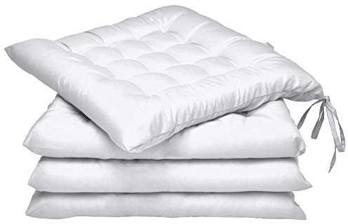 Beautissu Coussin Chaise Jardin Lea - Lot de 4 – Coussin Exterieur Confortable et épais - Idéal pour intérieur et extérieur - 40x40x5 cm - Blanc