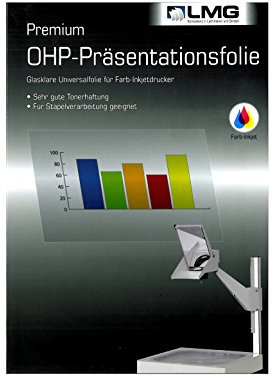 Bedruckbare Overheadfolien für Tintenstrahldrucker- Overheadfolie INKJET, DIN A4, 50 Stück, Premium Qualität, Für Farbe und Schwarz weiß, Neue Zusammensetzung für noch mehr Strahlkraft und Auflösung