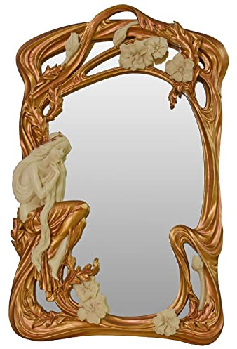 Fürstlicher Spiegel im Jugendstil 31 cm zum Stellen und Hängen Frauenfigur im Halbrelief Vintage AN10321AA Palazzo Exklusiv