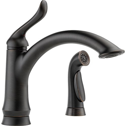 Delta Faucet Linden Single-Handle Kitchen Faucet with Side Sprayer, Oil Rubbed Bronze Kitchen Sink Faucet, Kitchen Faucet with Sprayer, Venetian Bronze 4453-RB-DST