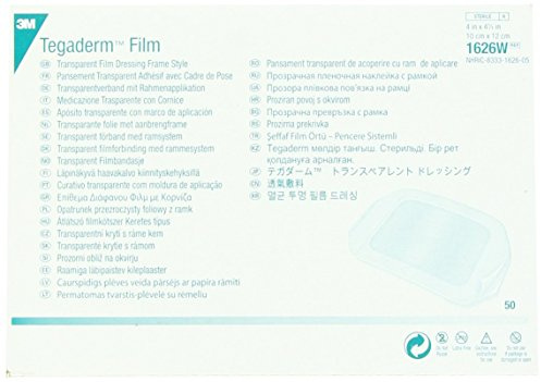 3M Tegaderm Transparent Dressing with Label 4 x 4 3/4 (10 x 12 cm)50 per Box #1626W