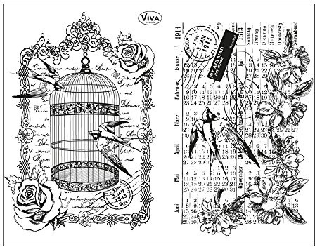 Viva Decor® Clear-Stamps (Vogelkäfig & Schwalben) Silikon Stempel - Prägung Stempel - DIY Dekoration stanzen - Stempel Silikon - DIY Stamp - Stempel Prägung - Designed in Germany