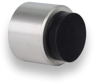 Fermaporta Adesivo Pour Mur | Ø 28 x 28 mm | Gomma Nera | Acciaio Inox | Finitura Opaca | Ottima adesione | 100% funzionale | EVI Herrajes Mod. I-198/28-TPM-AM