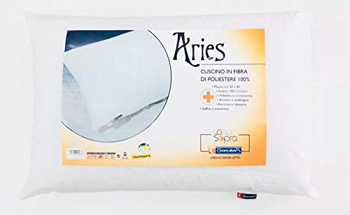 BIANCALUNA - Guanciale/Cuscino Anallergico Anatomico Antibatterico in Fibra di Poliestere 100% 50x80 Aries - FAMB 0007