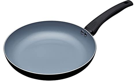 MasterClass Eco Induction Frying Pan with Healthier Ceramic Chemical Non Stick, Large, Aluminium / Iron, Black / Blue, 30 cm