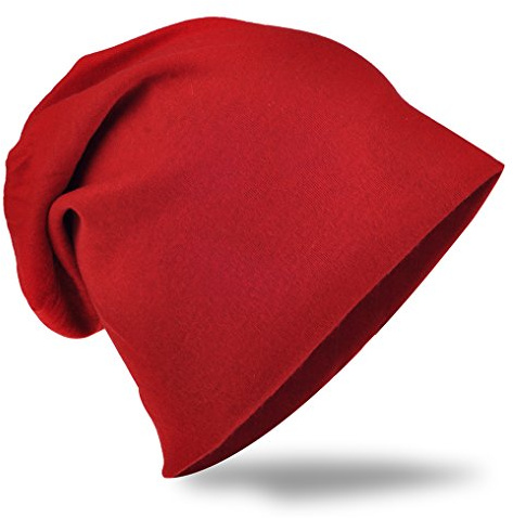 Jersey slouch beanie lång mössa unisex enfärgad män kvinnor mössor trend, röd, 59-62