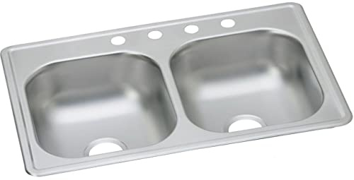 Elkay DSE233194 Dayton Equal Double Bowl Drop-in Stainless Steel Sink,33 x 19