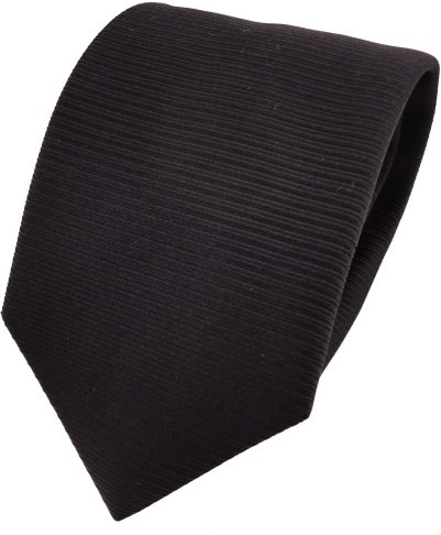 TigerTie Designer Seidenkrawatte schwarz uni fein Rips - Krawatte Seide Silk