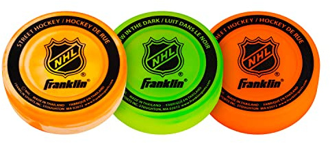 Franklin Sports Street Hockey Pucks - Inomhus och Street Hockey Practice Puck - 3-Pucks blandade färger