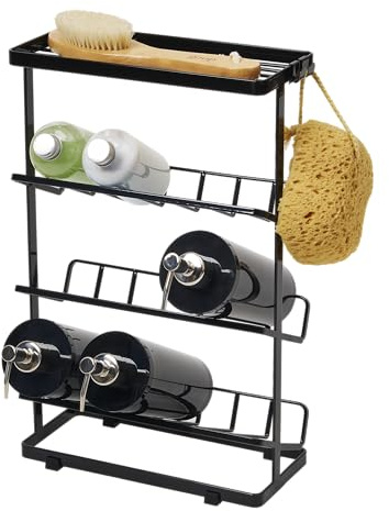 YAMAZAKI Home Tower Badewannenregal – Badezimmer-Dusch-Aufbewahrungshalter, Caddy Regal Organizer – mittelgroß, 43,2 cm – Stahl – für bis zu 9 Spender