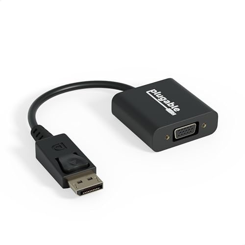 Plugable DisplayPort to VGA Adapter | Active DP/DP++ to VGA Converter | Compatible with Desktops, Projectors, PC, Laptops | DP 1080p Resolution with Latching Connector | Driverless (DPM-VGAF)