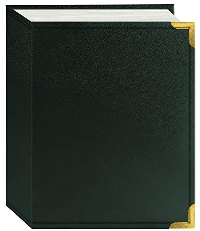 Pioneer Photo Albums E4-100/GN 100 Pocket Green Sewn Leatherette Cover with Brass Corner Accents Photo Album, 4 by 6-Inch