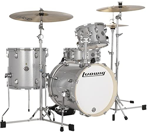 Ludwig Breakbeats by Questlove 4-Piece Drum Set Shell Pack, Silver Sparkle