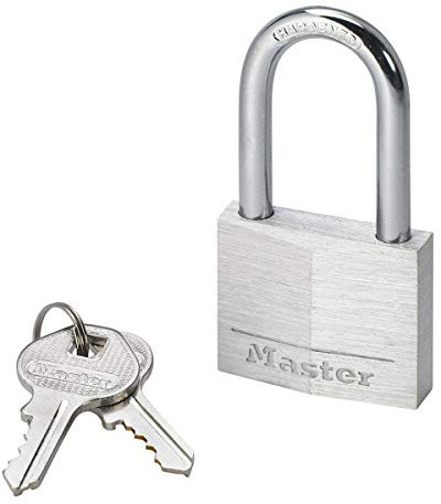 Master Lock 9140EURDLF Key Padlock in Aluminium with Medium Shackle, Grey, 4 x 7,6 x 1,3 cm