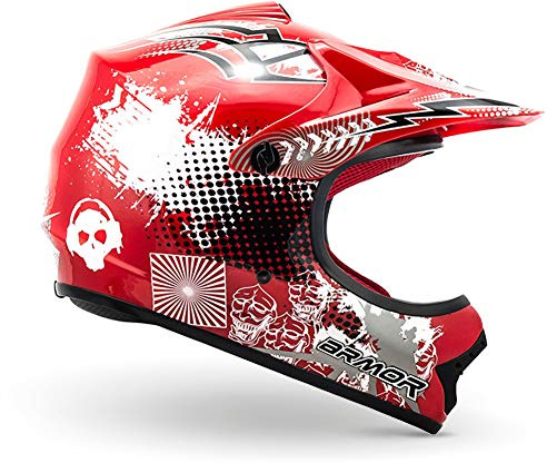 ARMOR HELMETS® AKC-49 „Red“ · Kinder Cross-Helm · Motorrad-Helm MX Cross-Helm MTB BMX Cross-Bike Downhill Off-Road Enduro-Helm Moto-Cross Sport · DOT Schnellverschluss Tasche L (57-58cm)
