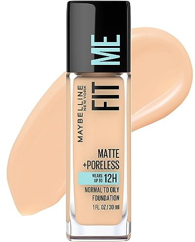 Maybelline Fit Me Matte + Poreless Liquid Oil-Free Foundation Makeup, Classic Ivory, 1 Count (Packaging May Vary)