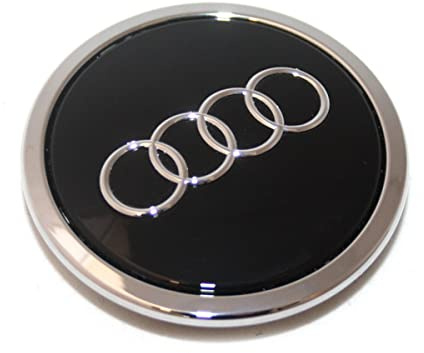 Audi 8T0601170AAX1 Radzierkappe (1 Stück) Radnabenkappe Nabenkappe Deckel Alufelge, schwarz glänzend, mit Ringe Emblem