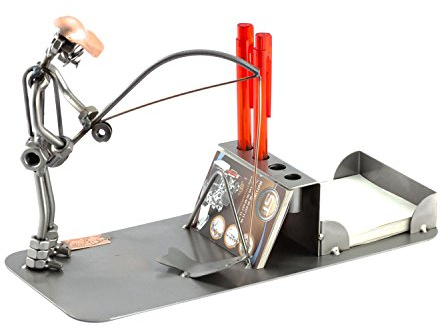 Steelman24 Schraubenmännchen Angler Schreibtisch Organizer | Made in Germany,Handarbeit,Geschenkidee,Stahlfigur,Metallfigur,Metallmännchen