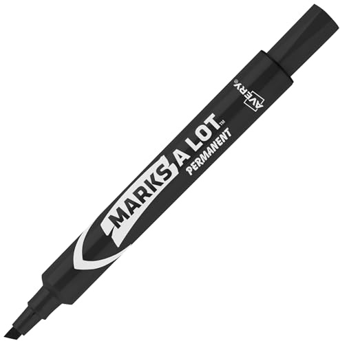Avery Large Black Permanent Marker with Thick Chisel Tip for Calligraphy, Fabric, Desk Work, Pack of 12 (08888)