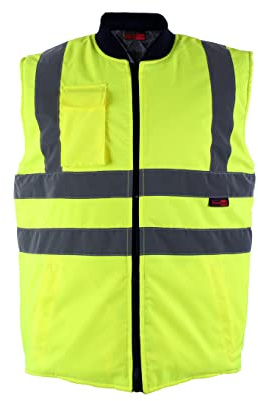 Blackrock Hi Vis Body Warmer Giallo/Navy Gilet imbottito reversibile, foderato in trapunta, caldo scaldacorpo da lavoro per uomini e donne, gilet equestre Hi Vis riflettente abbigliamento di sicurezza