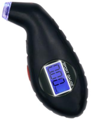 Manómetro Digital De Mano, Negro, Pantalla LCD Luz Led Medidor y Indicador de Presión de Neumáticos de Bicicleta Coche Camión etc. Para Válvula Americana Schrader (Negro)