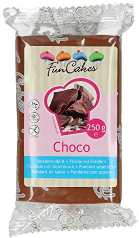 Funcakes Pasta de Azúcar - Fondant para Tartas, Galletas, Cupcakes o Modelar - Sabor Choco - 250 gr - Color Chocolate