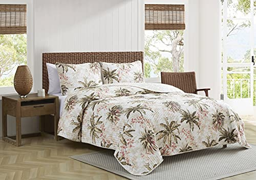 Tommy Bahama - King Quilt Set, Soft & Reversible Woven Bedding with Matching Pillowcases, Medium Weight for Year Round Comfort, 3 Piece Bed Set (Bonny Cove Ivory)