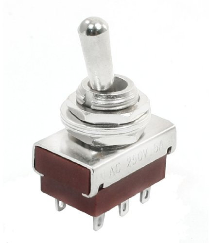 Sourcingmap Replacement Panel Mount DPDT 6 Pin Latching Toggle Switch AC 250V 5A NO-NO