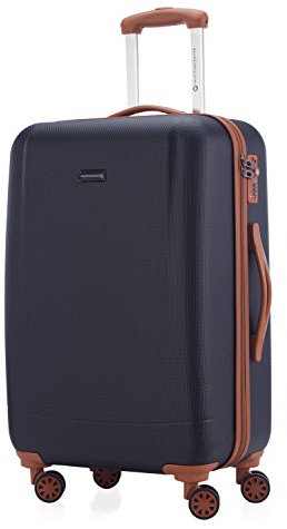 Hauptstadtkoffer - Wannsee - Mittelgroßer Hartschalen-Koffer Trolley Rollkoffer Reisekoffer, TSA, 68 cm, 63 Liter, Dunkelblau/Braun