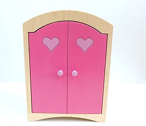 Gebrüder Vinkelau GmbH Puppenkleiderschrank inkl. 5 Kleiderbügeln/Material: Holz/Farbe: Natur/Pink/rosa/Maße: 44,5 x 21,5 x 61 cm/Gewicht: 8,1 kg