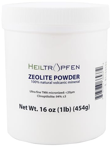 Zeolite Powder 1 Pound - 454 g | ULTRA FINE | less-than 20 µm | Clinoptilolite 94%+-3 | activated | Natural Mineral Dust | Heiltropfen®