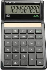 GENIE 205 ECO Tischrechner Solar – 10-stelliger Taschenrechner ohne Batterie – Blauer Engel, über 70% recyceltes Material – Bürorechner mit angewinkeltem Display, Prozent, MU & GT – Schwarz