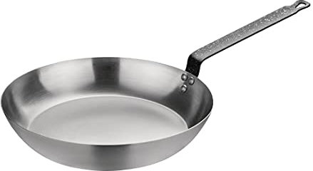 Vogue - Poêle à frire Vogue en acier carbone 31 cm - Longue durée, passe au four, grande capacité, professionnelle, compatible avec toutes les sources de chaleur sauf induction GD006