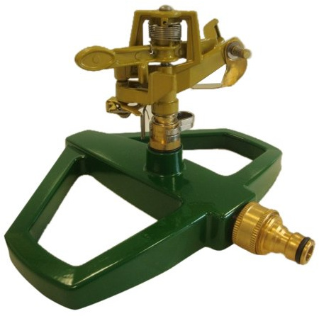 Greenkey Metal Base Pulsating Water Sprinkler for Grass Lawns, Gardens, Shrubs and Plants - Brass Fittings