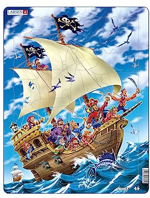 Larsen US9 Rahmenpuzzle für Kinder I Piraten feiern eine Plünderung I Puzzle ab 4 Jahre I Schönes Kinderpuzzle mit 30 Teilen I Spiel, Spaß & Lernen
