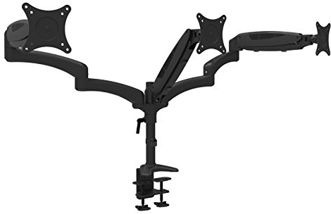 HFTEK 3-Fach Monitor Standfuß Halterung Halter Tischhalterung Stand für TFT LED LCD Bildschirm Monitor 15 17 19 20 21 22 23 24 27 Zoll mit VESA 75/100 (GM137D)