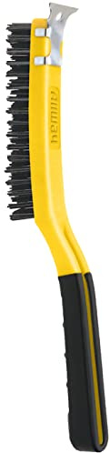 ALLWAY SB319 Soft-Grip Carbon Steel Wire Brush with Scraper | Soft-Grip Handle, Chemical and Solvent Resistant Bristles, 3 x 19 Rows
