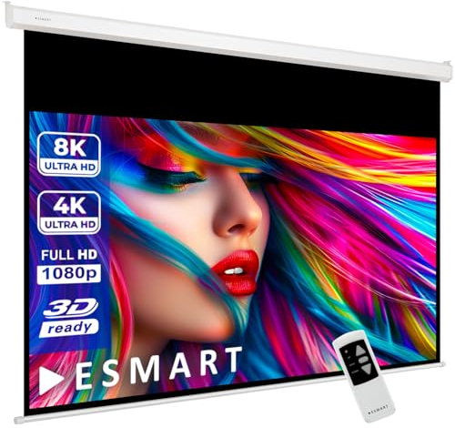 ESMART Professional MIMOTO Motor-Leinwand 354 cm Bild 332 x 187 cm (150) 16:9 | Programmierbare Fernbedienung | Heimkino elektrische Beamer Projektionsleinwand Motor Leinwand LCD LED