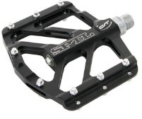 CONTEC MTB/Freeride-Pedal Spatula II SB-verpackt, 9/16, gedichtetes Industrielager, Aluminium CNC-gefräster extrem flacher Alu-Körper, CNC-gefräste CrMo-Achse, mit auswechselbaren Pins, kompatibel mit R-Pins, 340 g schwarz