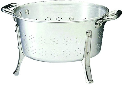 Passoire professionnelle à pieds/Dite passoire à gras. Aluminium. 3 pieds. 2 poignées rivetées - Contenance 20 L
