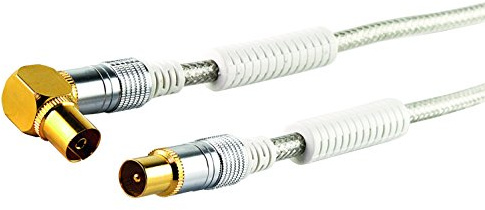 SCHWAIGER KVKWHD30 531 - Cavo di collegamento antenna premium 110 dB con nucleo in ferrite | 3 m | spina IEC > 90° presa IEC | schermatura 4 vie | 75 Ohm | digitale | HDTV | DVB-C/DVB-T2