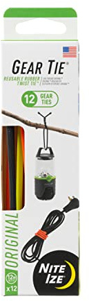 Nite Ize Original Gear, Reusable Rubber Twist Tie, Inch, Assorted Colors, 12 Count Pro Pack, Made in The USA (GTPP12-A1-R8) 12 Pack