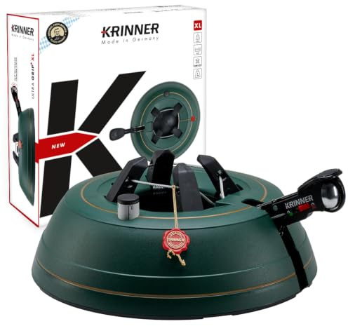 Krinner® Christbaumständer Premium Weihnachtsbaumständer Ultra Grip + XL inkl. Einseiltechnik Fußpedal mit Sicherungsglocke und 4,5 Liter Wassertank für Baumhöhe bis 3,0m Made IN Germany