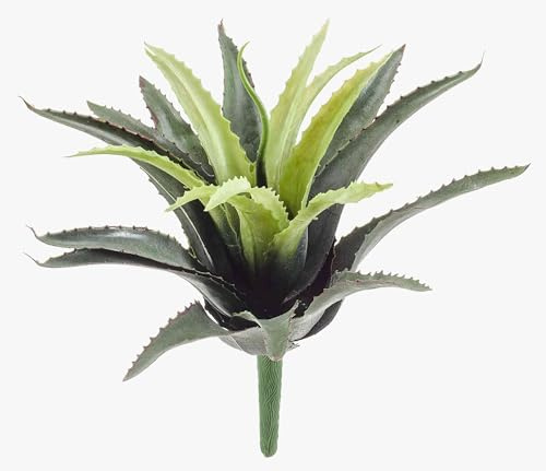 artplants.de Deko Agave, 22 Blätter, grün, auf Steckstab, 25cm - Künstliche Sukkulente - Kunstpflanze