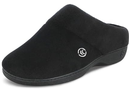 Isotoner Damen Cuddly Terry Clog With Soft Memory Foam, Arch Support and Sole for Indoor Outdoor Use slippers, Schwarz, 37 EU